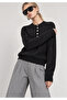 Wool Blend Buttoned Knitwear Sweater Lki̇0057 Anthracite - 4