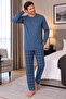 Men's Interlock Comfortable Fit Plaid Round Neck Cotton Pajama Set 6860 - 5