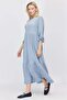 Women's Layered Detailed Crew Neck Textured Maxi Dress - 3