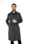 Jancarlucci̇ Men's Wool-Cashmere Blend Dark Gray Belted Cashmere Long Coat - 3