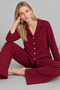 Women's Comfortable Polka Dot Buttoned Red Pajama Set 824 - 2