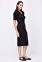 Women's Polo Collar Midi Dress - 4