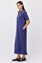 Women's Polo Collar Maxi Dress with Pockets - 2