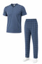 Men's Comfortable Fit Round Neck Short Sleeve Cotton Pajama Set 9055 - 4