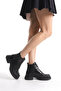 Natalia Black Women's Matte Flat Lace-Up Elastic Daily Comfortable Fit Boots & Booties - 4