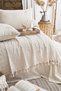 Double Bedspread Mi̇a Ecru Shepherd Stitched Embroidered 200X230 cm