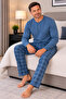 Men's Interlock Comfortable Fit Plaid Round Neck Cotton Pajama Set 6860 - 4