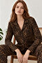 Women's Comfortable Patterned Buttoned Coffee Pajama Set 827 - 4