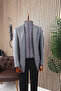 Men's Slim Fit Gray Detachable Jacket with Quilted Collar, Single Slit, Knee-Length Cashmere Coat - 3