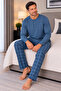 Men's Interlock Comfortable Fit Plaid Round Neck Cotton Pajama Set 6860 - 6