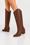 Leo Women's XL Cut Wide Toe Thick Heeled Western Boots P320-Brown - 2