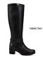 Women's Black Zippered Thick Heeled Genuine Leather Boots