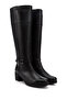 Women's Black Zippered Thick Heeled Genuine Leather Boots - 4