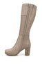 Women's Beige Zippered Thick Heeled Genuine Leather Boots - 4