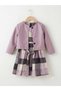 Girl's Leather Jacket Lumberjack Fabric Dress Set of 2 - 6