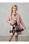 Girl's Leather Jacket Lumberjack Fabric Dress Set of 2 - 4