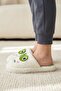 Women's White Cute Kermit Sherpa Furry Winter House Slippers 3 cm Byndmtfter2Goz - 3