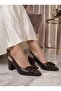 Beren Women's Brown Bow Tie Open Back 5 cm Heeled Shoes - 2