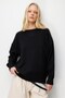 7021 women's crew neck oversize basic premium knit sweater black - 3