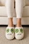 Women's Beige Cute Kermit Sherpa Furry Winter House Slippers 3 cm Byndmtfter2Goz - 3