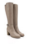 Women's Beige Zippered Thick Heeled Genuine Leather Boots - 3