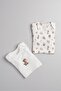 Set of 2 Embroidered Ribbed Knit Baby and Children's Envelope Collar Snap Fastener Bodysuits - 2