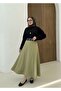 Butterfly Detailed Dabıl Skirt-Light Khaki - 2