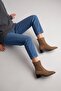 Women's Pointed Toe Cowboy Boots with Gold Detail and Heel in Kenor Tan Suede - 2