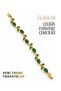 Women's Steel Bracelet Premium Series Green Stone Ivy Leaf Motif - 3