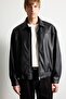 Oversize Shirt Collar Leather Look Zippered Coat G0193Ax25Wn - 3