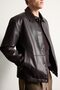 Waterproof Regular Fit Polo Collar Lined Faux Leather Coat with Snap Closure Pockets H2233Ax26Au - 4