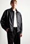 Oversize Shirt Collar Leather Look Zippered Coat G0193Ax25Wn