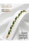 Women's Steel Bracelet Premium Series Green Stone Ivy Leaf Motif - 7