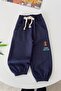 London Teddy Bear Embroidered Detailed Boys' Zippered Suit - Navy Blue - 2