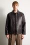 Waterproof Regular Fit Polo Collar Lined Faux Leather Coat with Snap Closure Pockets H2233Ax26Au