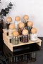 9-Piece Wooden Ball Lid Set - Glass Spice Jar Set with Removable Bamboo Stand and Transparent Labels, Storage Jar 300 ml - 4