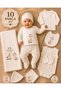Newborn Hospital Release Set of 10 100% Cotton Giraffe Patterned Ecru Unisex Baby Set