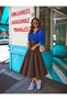 Bitter Brown High Waist Pleated Midi Length A-Line Long Skirt - 5