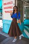 Bitter Brown High Waist Pleated Midi Length A-Line Long Skirt - 7
