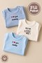 Unisex Baby 100% Cotton I Love Family Printed 0-12 Months 3-Piece Short Sleeve Baby Bodysuit Set - 2