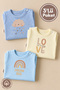 Unisex Baby 100% Organic Cotton Dream Printed 3-6-9-12 Months 3-Piece Short Sleeve Baby Bodysuit - 3