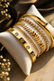 Gold Color 5 Piece Zircon Stone Women's Bracelet Set - 4