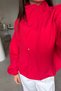 High Collar Parachute Fabric Zippered Jacket - Red - 4