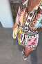 Colorful Belted Shirt Dress - Green - 3