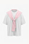Premium Striped White-Pink T-Shirt with Tie Detail - Pink