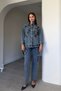 Special Design Appliqué Embroidered Jean Set - Blue - 3