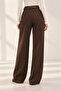 Women's Belted Lycra Brown Palazzo Trousers - 2