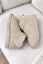 Women's Suede Fur Lined Low Sole Short Ankle Women's Boots&Bootie Beige - 3