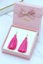 Gold Color Chain Earrings – Pink Color Tassel Design - 5
