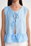Mixray Ruffled Front Lace-Up Blouse - 5